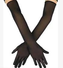 Vin Beauty Black Mesh Gloves And 2 Ceramic Miniature Teacups With Wooden Handle