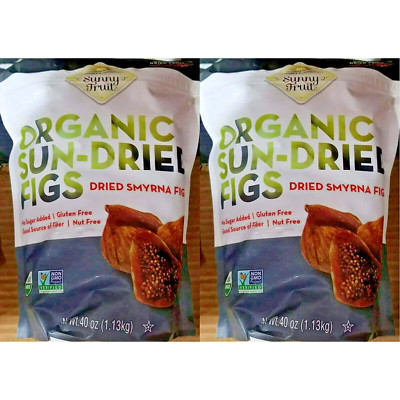 Sunny Fruit USDA Organic Sun Dried Smyrna Figs  Fruit Unsulfured 40 Ounces X 2