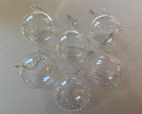 Rare Vintage Ichendorf Milano Soffio Clear Handmade Glass Ornaments Set Italy