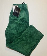 NEW Terry Lewis Wide Leg Women's Green Suede Leather Pants Lined Plus Sz 24P