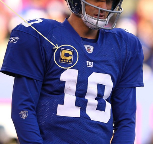 NFL 2017 SEASON NEW YORK GIANT Eli Manning JERSEY 4⭐CAPTAIN IRONON