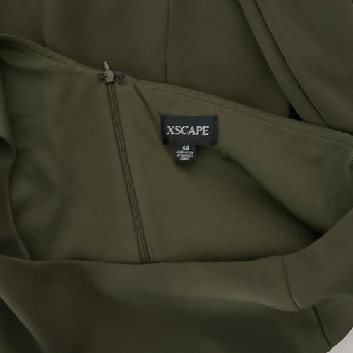 New XScape Evenings One-Shoulder Asymmetric Hem Gown in Olive Size 10 - Bild 4 von 4