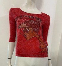 CUSTO BARCELONA Maglia rossa immagine strass Tg 2