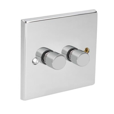 250W 2 Gang 2 Wege Doppel Poliert Chrom Dimmschalter, Dekor Chrom