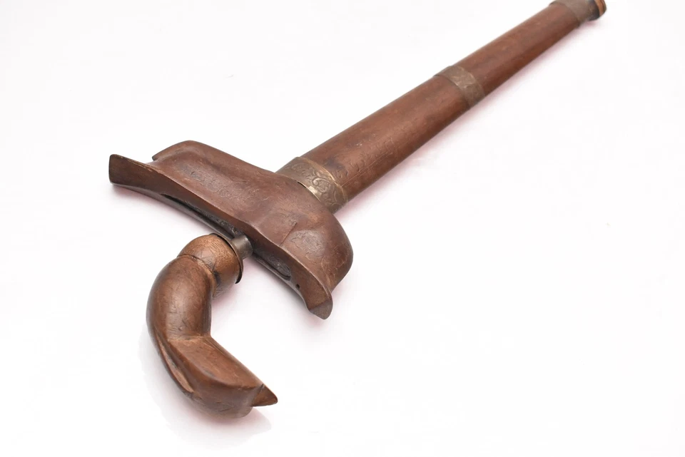 Cuchillo y vaina antiguos del siglo XIX Filipinas Moro Kris Damasco hoja Foto 3 de 4