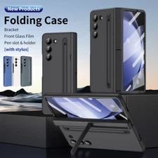 For Samsung Z Fold 5/4/3 Shockproof Hinge Case Stand Screen Cover with Stylus