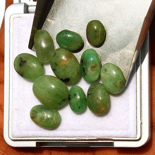 11 Pcs Natural Zambian Emerald Untreated 9mm-14mm Oval Cabochon Loose Gemstones - Picture 3 of 14