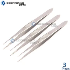 3 Stainless Steel Splinter Forceps Tweezers Fine Point 4.5" Surgical Instruments
