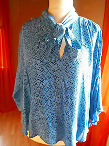 Zara Bluse Mit Muster Blau Schleife Schluppe Grosse L Neuwertig Ebay