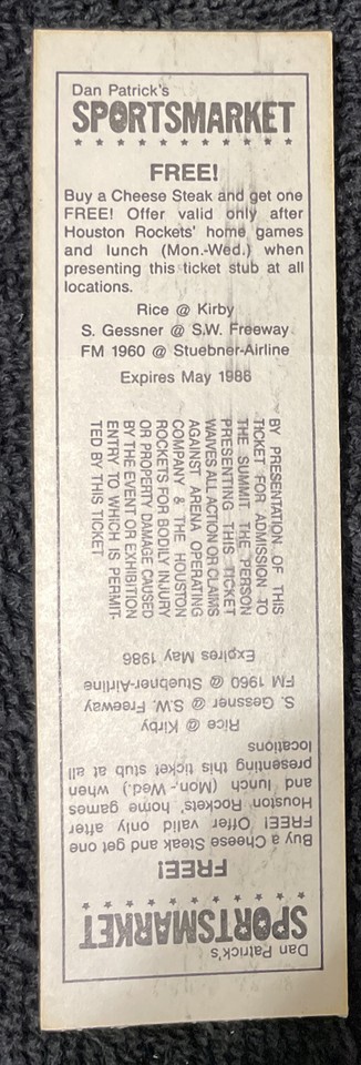 1985 Houston Rockets Complete ticket stub Vs Philly 76ers. Vintage ...