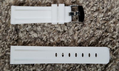Bracelet De Montre Silicone Blanc 22mm - 100% étanche, Bord Arrondi | Neuf Sans étiquette
