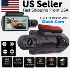 1080P Dual Lens Car DVR Dash Cam Video Recorder G-Sensor Front And Inside Camera
