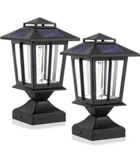 SmartYard Metal Solar Post Lights 4X4 Outdoor, Waterproof Fence Post Lights 2 PK