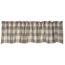 Primitive GRAY CHECK Window Valance 72" x 14", by The Country House