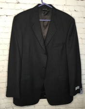 STAFFORD Executive - MEN'S BLACK WOOL BLEND BLAZER JACKET SPORT COAT - SIZE 44L