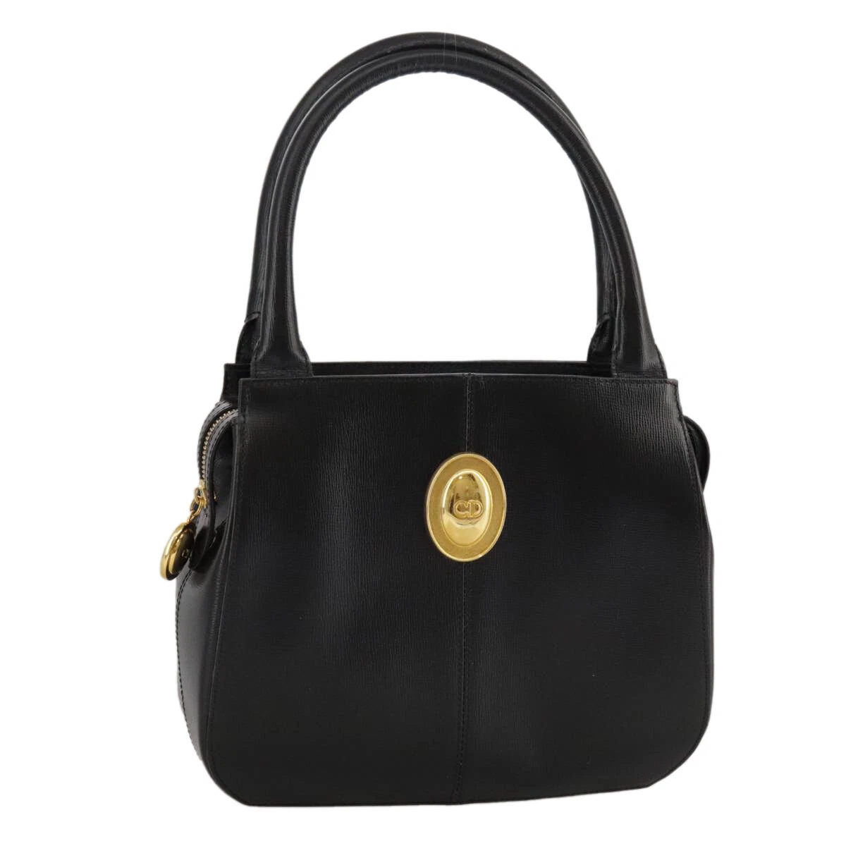 Sac à main Christian Dior cuir noir or authentique 102820