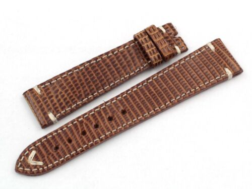 Strap Band Lizard Genuine Leather Cinturino Artigianale LIZ04 20mm Marrone New - Foto 1 di 5