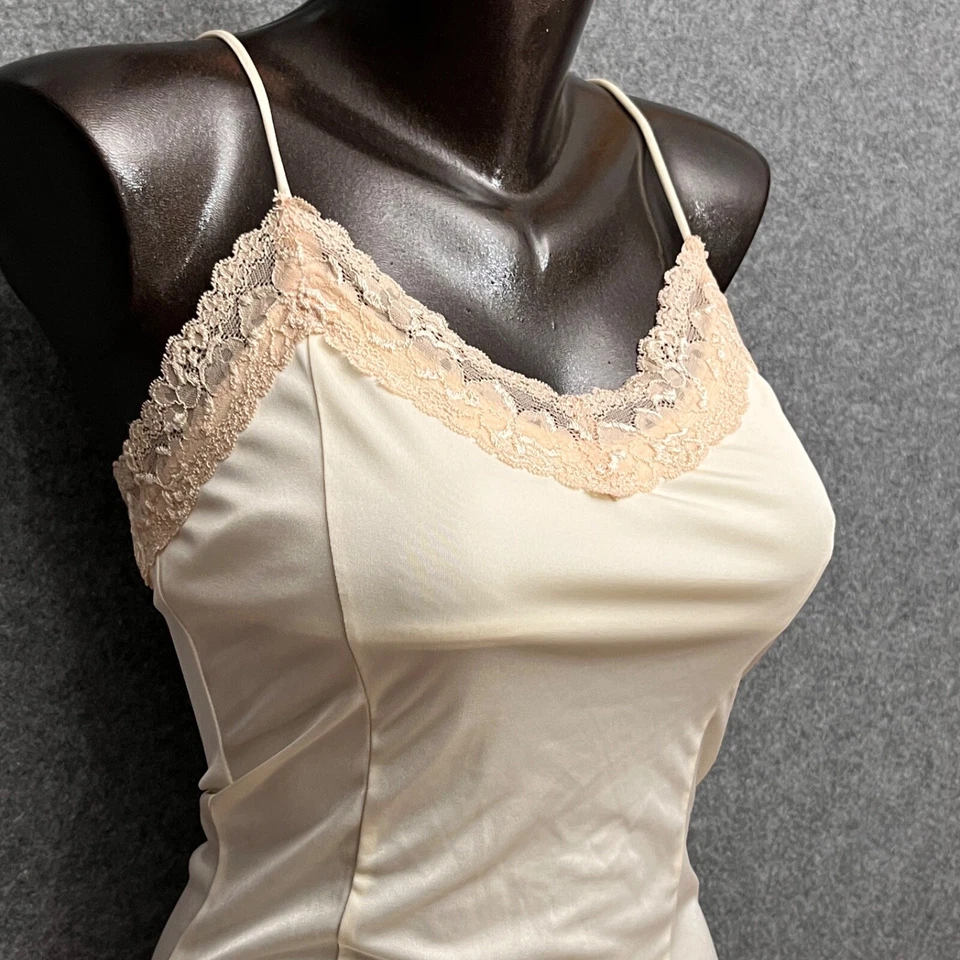 Camisola The Limited Vintage Y2K Para Mujer XS Marfil Satinado Encaje Forrada Hecha en EE. UU. Foto 2 de 4