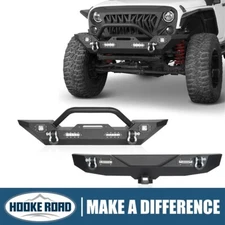 Hooke Road Steel Front Rear Bumper w/LED Lights Fit Jeep Wrangler JK 2007-2018