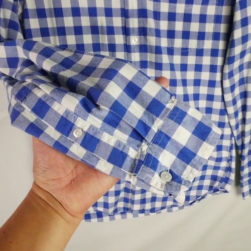 Camicia uomo J Crew Oxford taglia S blu e bianca a quadri con bottoni manica lunga - Foto 5 di 11