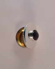 Exquisite Pill Box-Sterling silver & Amethyst stone -Gold wash inside-stunning