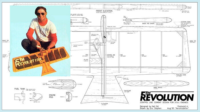 Model Airplane Plans (UC): 5th REVOLUTION 36" Wingspan Combat for 3.5cc Engine