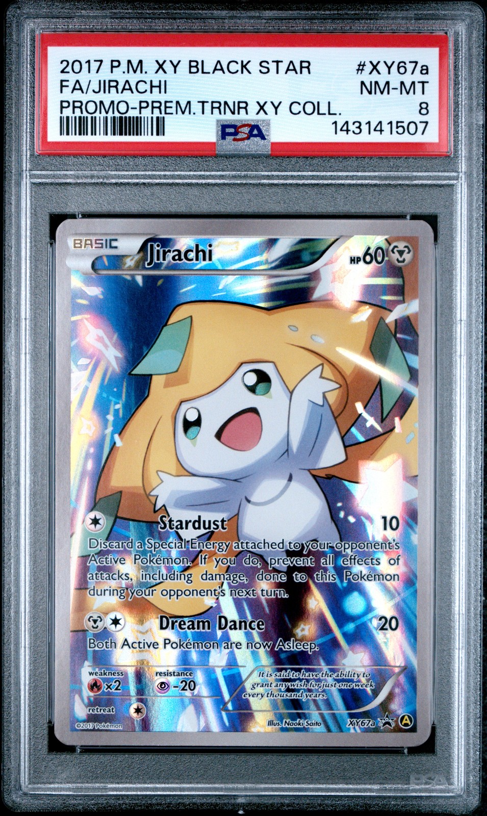 2017 JIRACHI XY67A PREMIUM TRAINER XY COLLECTION BLACK STAR PROMO POKEMON PSA 8