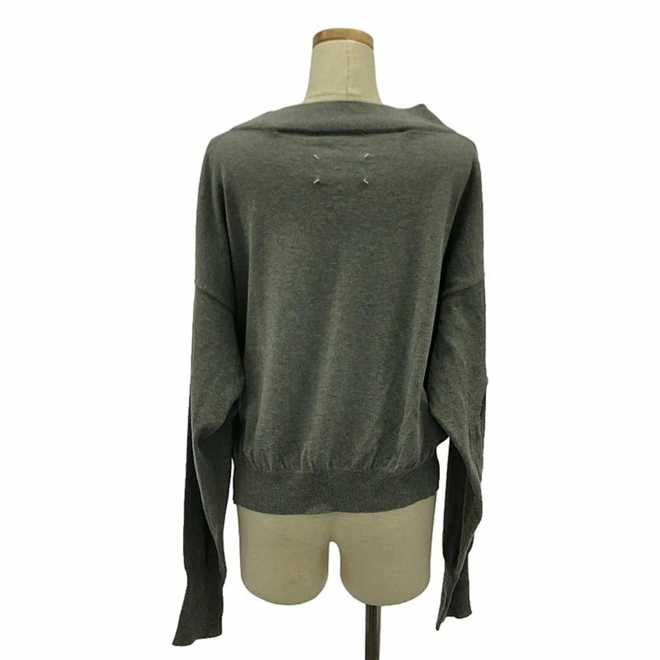 Pulôver feminino Maison Margiela couro cotovelo patch fenda lã malha usado KLDR-0 - Imagem 4 de 4