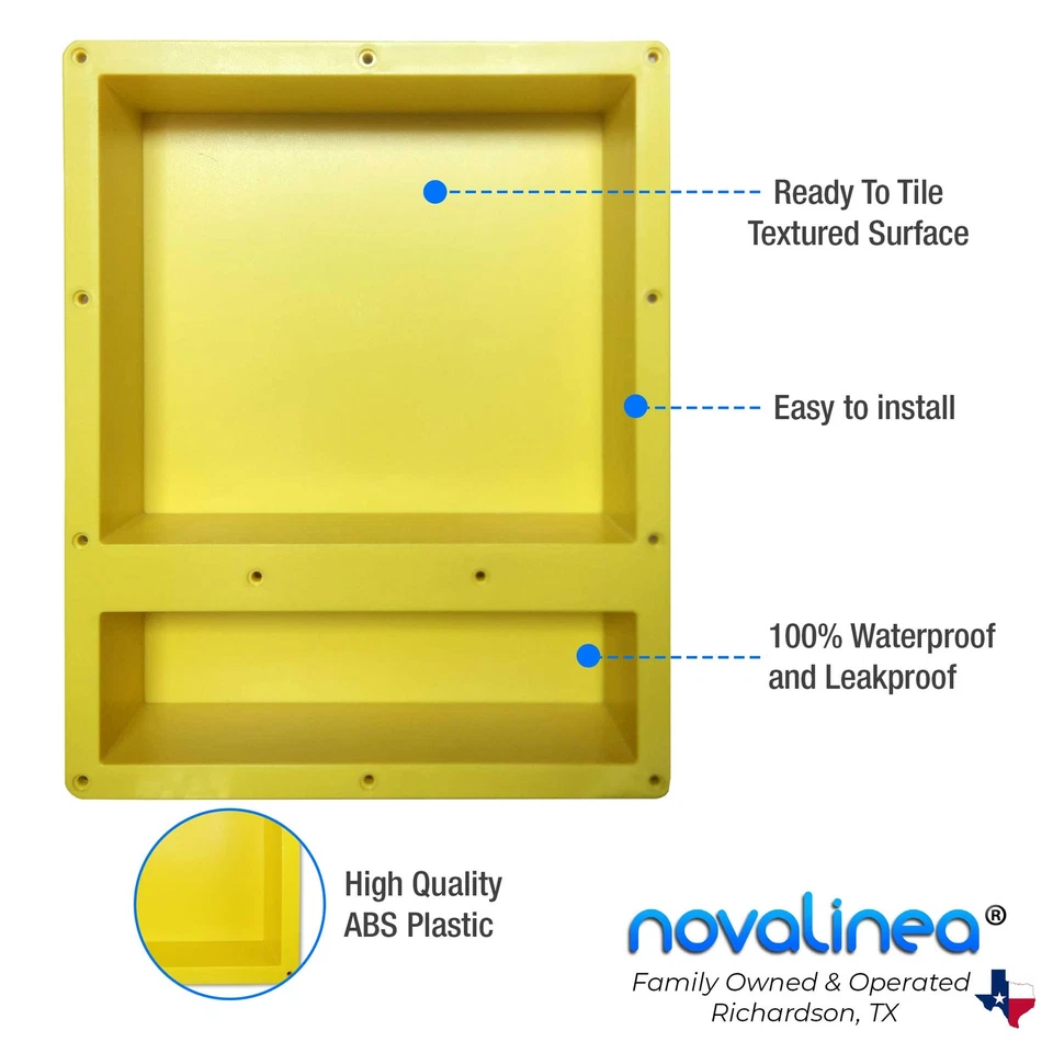 Двойная полка 16 x 20 дюймов утопленная душевая ниша с монтажными винтами в комплекте, M... - Изображение 2 из 4