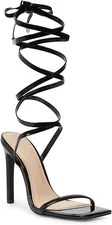 Ermonn Womens Sexy Strappy Lace Up Open Toe Stiletto Heeled black
