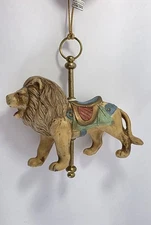 Vintage Lion Carousel Animal Christmas Tree Ornament Bisque Miniature 