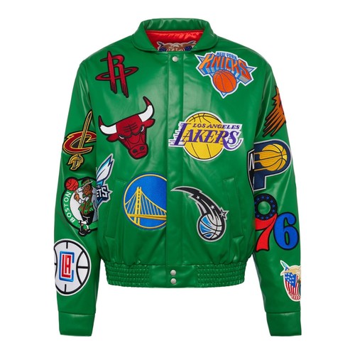 Jeff Hamilton NBA All Teams Collage Wielokolorowa skórzana kurtka ze skóry jagnięcej - Zdjęcie 34 z 53
