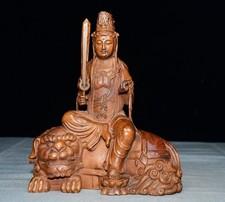 Exquisite Small Leaf Boxwood Manjusri Bodhisattva Ornament