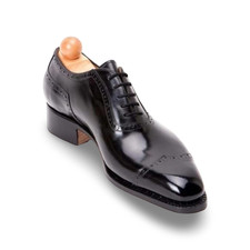 Handmade Black Genuine Leather Cap Toe Office Dress Oxford Lace Up Shoes For Men