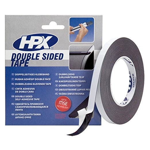 Ruban double face acrylique noir 19mm x 10m adhésif de fixation permanente HPX