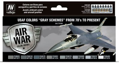 Vallejo 71156 USAF Gray Schemes from 70's to Present Set (8 Colors)