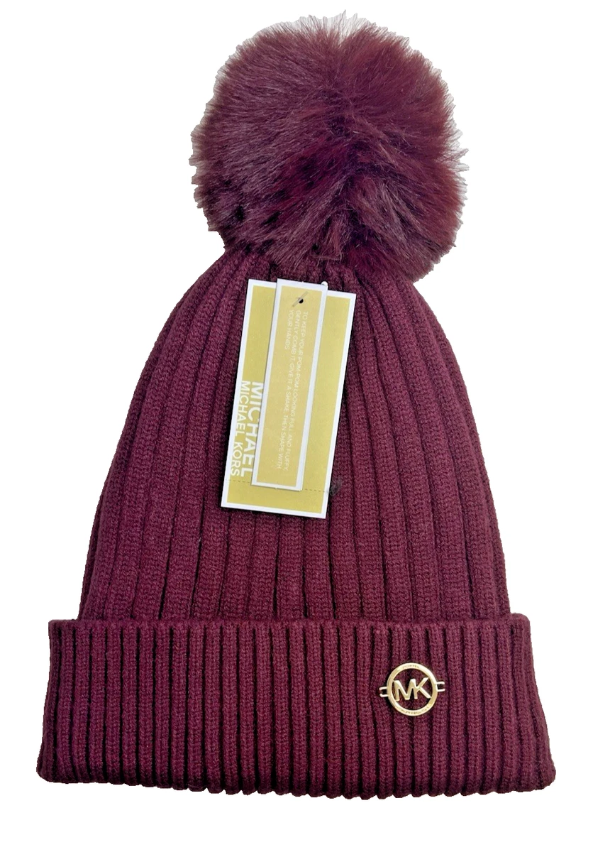 Michael Kors Maroon Cable Knit Beanie One Size New NWT Michael Kors Womens Patchwork Cable Knit Cuff Beanie Hat  main image 2