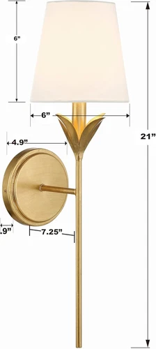 Elegant Antique Gold 1-Light Wall Sconce - Broche Design - Picture 6 of 11