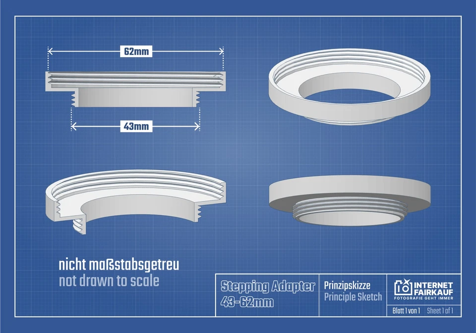 43-62mm Adapterring 43mm-62mm Filteradapter 43 - 62 mm - Bild 2 von 3