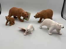 Vintage 1997 Safari Ltd Bear Lot Of 5 Figures Polar Bear Grizzly Animal Figure