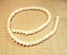 Lovely 16" Strand of 8mm x 6mm Oval White Iridescent Freshwater Pearls Lot B8