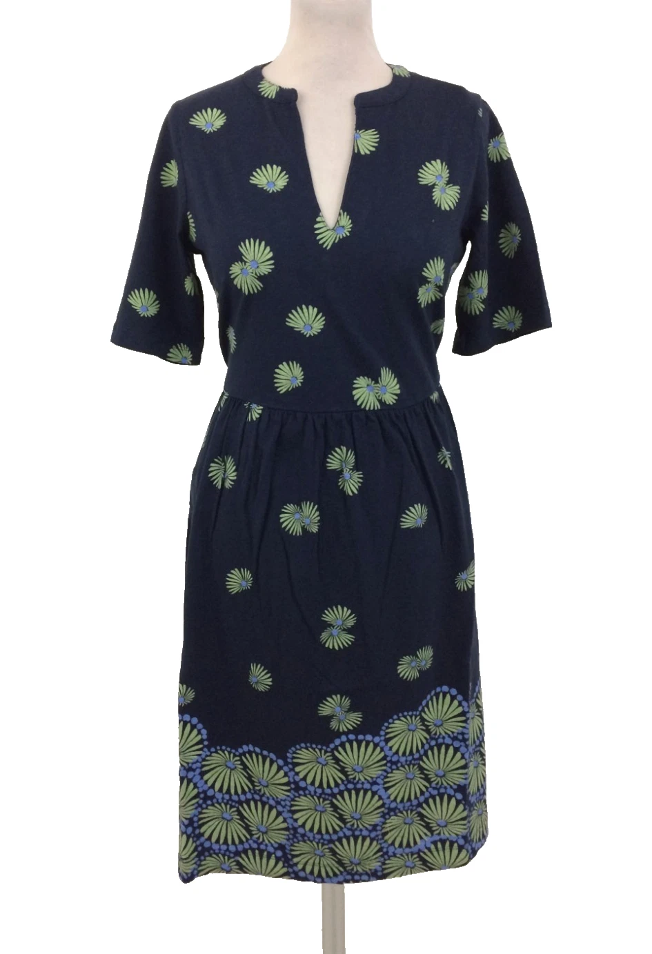 White Stuff Women's Dress Navy & Mint Floral Print Jersey Smock Pockets New F1