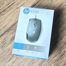 HP X500 Wired USB Optical Mouse, 3 Buttons, Scroll Wheel, Black