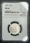 1876 Liberty Seated Quarter NGC MS64 ~Bright White ~ Absolute Stunning Type Coin