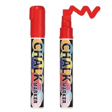Liquid Chalk Markers 10mm, 2 Pcs Chalkboard Markers Reversible Tip, Red