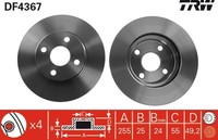 2X Bremsscheibe TRW DF4367 FüR Toyota Corolla Verso VVT ZZE120_ ZZE120R ZZE121_