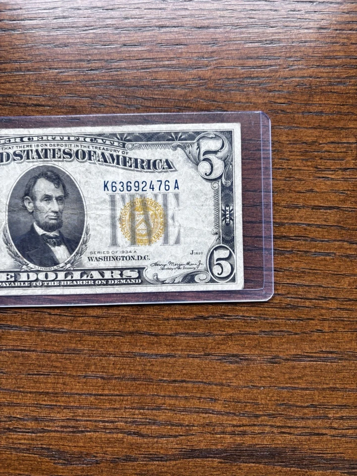 $5 1934A North Africa WWII Emergency Issue Silver Certificate Fr.2307 - Image 3 of 4