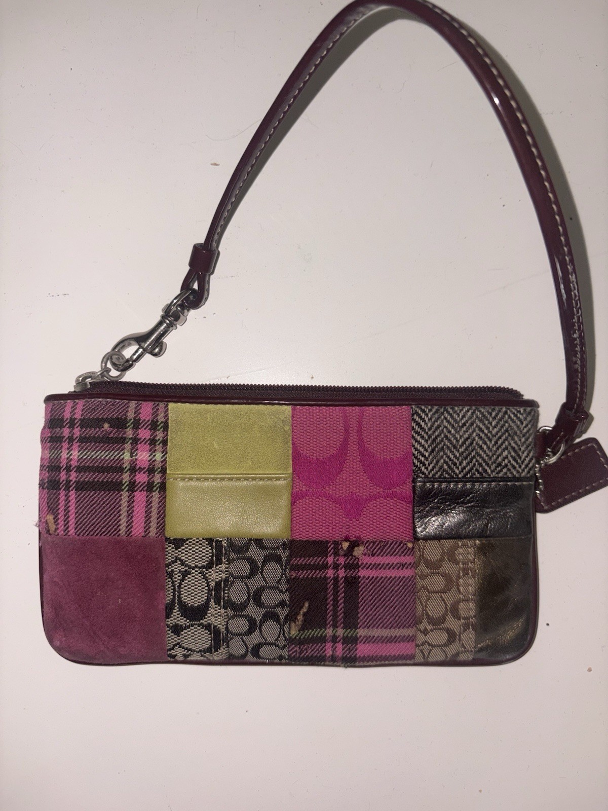 Coach Patchwork Multicolor Tote Shoulder Bag Zip Closure w/ Matching Wristlet image 7