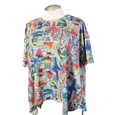 Tnoah Abstract Art Print Graphic Top Made in USA Large