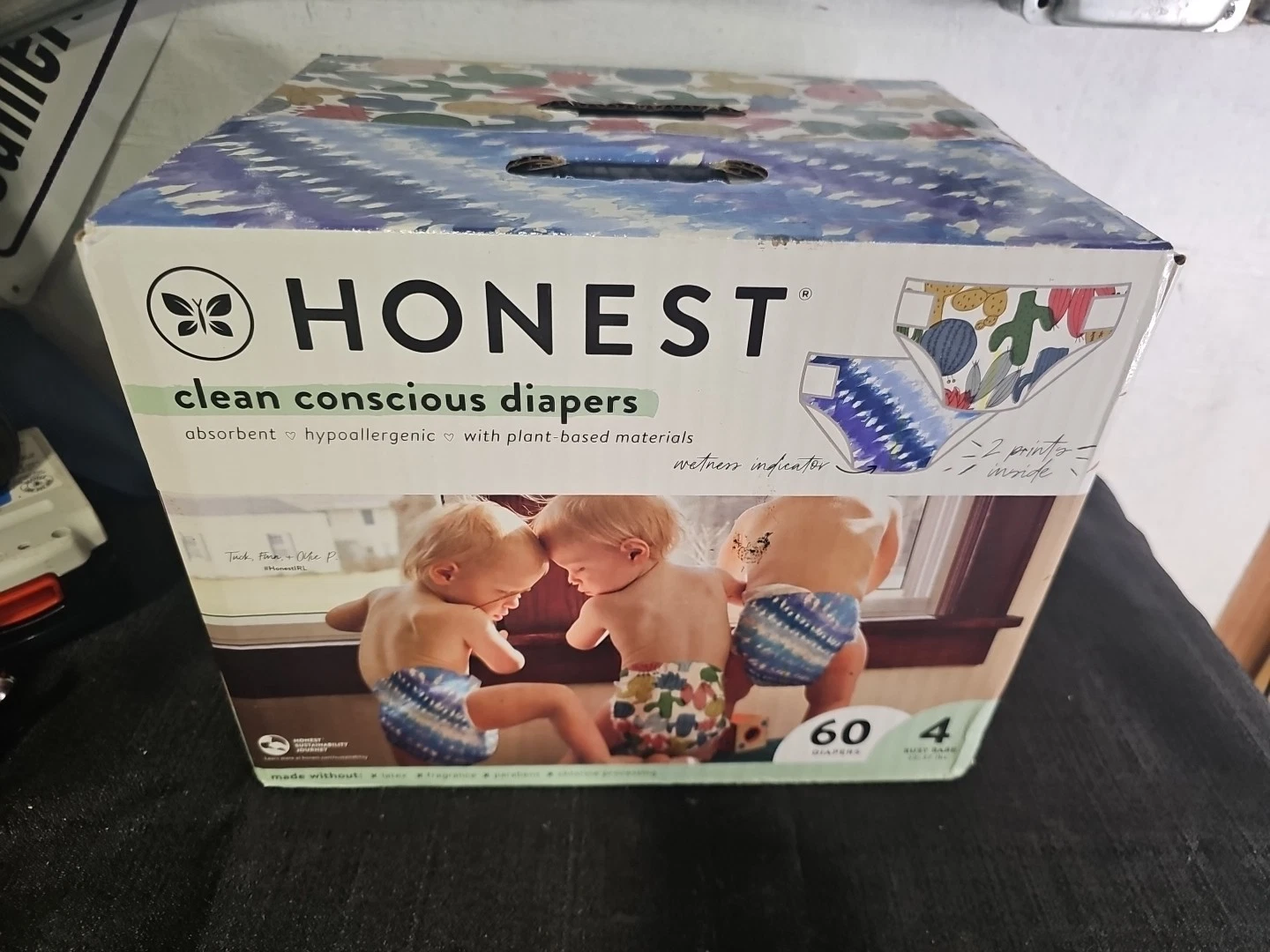 Honest Diapers Size 4 (22-37 lbs) Sleepy, 60 Count Hypoallergenic